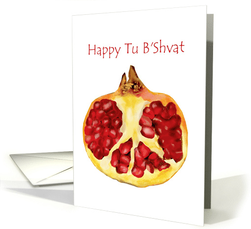 Happy Tu B'Shvat Illustration of a Cut Pomegranate card (973543)