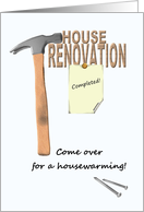 Housewarming invitation, Renovated house, hammer and nails card