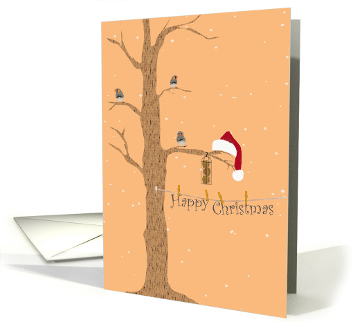 Christmas A Present From Santa Little Birds And Bird Feed card