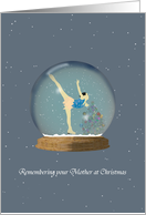 Remembrance of Mother at Christmas Elegant Skater in a Snowglobe card