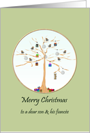 Christmas Greeting for Son and Fiancee Happy Birds Colorful Presents card
