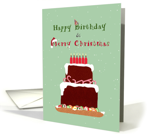 Birthday On Christmas Day Snow Covered Chocolate Cake card (981733)