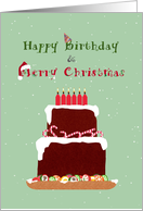 Birthday On Christmas Day Snow Covered Chocolate Cake card