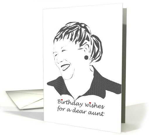 Birthday Wishes for Aunt Sketch of a Lady Laughing card (981891)