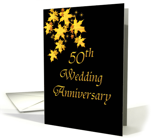 50th Golden Wedding Anniversary Invitation Gold Leaves card (983469)