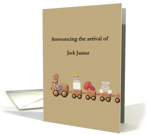 Birth Announcement Wooden Toy Train Carrying Baby Accessories card