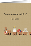 Birth Announcement Wooden Toy Train Carrying Baby Accessories card