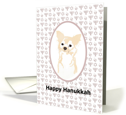 Happy Hanukkah Cute Chihuahua Menorah Dreidel and Star of David card
