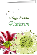 Birthday for Kathryn, Flowers and bees card