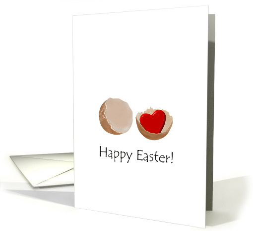 Hatched with Love Red Heart Inside an Egg Easter card (991137)