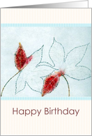 Birthday Ink Sketch Of Maple Leaves On Blotting Paper card