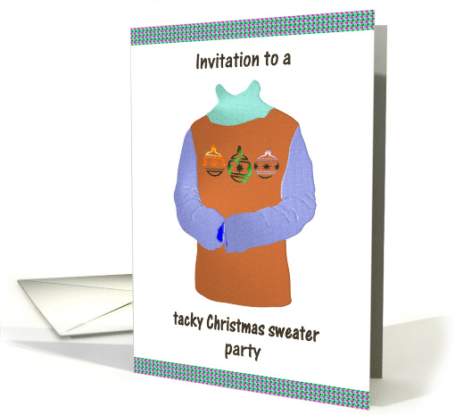 Tacky Christmas Sweater Party Invitation One Ugly Sweater card