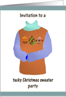 Tacky Christmas Sweater Party Invitation One Ugly Sweater card