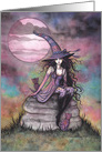 Enchanted Twilight Halloween Witch and Cats card