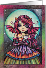 Child of Halloween Kitty Girl with Wings and Tabby Cats card