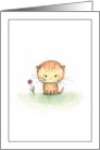 Thinking of You Orange Tabby Kitten Watercolor Illustration card