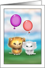 Birthday Card Fluffy Persian Kittens Holding Balloons card