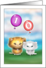 Ten Year Old Birthday Card Fluffy Persian Kittens Holding Balloons card