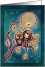 Whimsical Fairy, Owl and Fireflies All Occasion Blank card