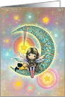 Fairy on Fantasy Moon with Two Kittens and Stars All Occasion card