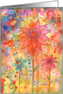 Abstract Colorful Flowers Doodle in Watercolor card