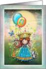 Eight Year Old Girls Birthday Card Little Princess with Balloons card