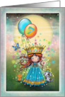Seven Year Old Girls Birthday Card Little Princess with Balloons card