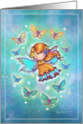 Thinking of You Fairy Among Butterflies in Blue and Green card