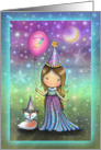 Sweet Birthday Girl with Cute Fox and Balloon for 7 Year Old card