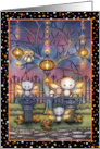 Cute Kitty Fairies on an Autumn Night card