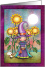 Little Sunflower Witch Halloween Card