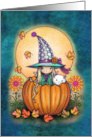 The Witch and Luna Cute Halloween Witch and Kitty card