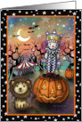 The Clown and the Lion Cute Halloween Art card