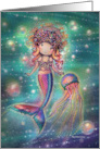 Magical Mermaid and Jellyfish Cute Fantasy Art card