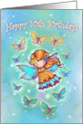 10th Birthday Girls Cute Fairy with Butterflies card