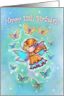 12th Birthday Girls Cute Fairy with Butterflies card
