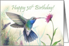 30th Birthday Hummingbird and Flower card