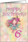 6th Birthday Girls Fairy in Heart Background card