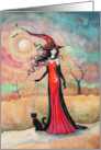 Halloween Witch with Black Cat by Molly Harrison card