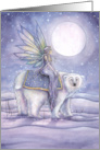 Winter Solstice Fairy and Polar Bear Art card