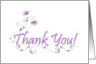 Thank You Purple Flowers and Hearts card