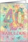 40 Year Old Birthday with Butterflies Boho Mandala Colorful Pattern card
