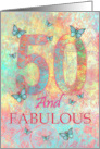 50 Year Old Birthday with Butterflies Boho Mandala Colorful Pattern card