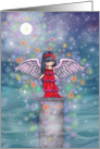Angel in Crimson Cute Christmas Angel card