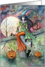Halloween Witch Card with Black Cats card
