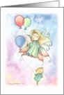 Birthday Girl with Kitty and Balloons Birthday Card