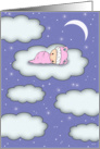 Baby Shower Invitation - Girl - Cute Baby on Cloud on a Starry Night card