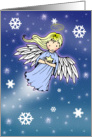 Christmas Card with Sweet Angel in Snowflakes card