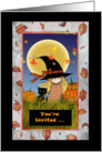 Halloween Party Invites - Little Witch with Black Cat - Molly Harrison Illustration card