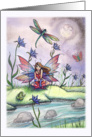 Magic at dusk - Spring Fairy with Frog and Dragonflies card